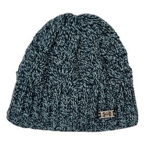 Under Armour Halftime Cable Knit HEATGEAR Teal Green Knit Women's Beanie